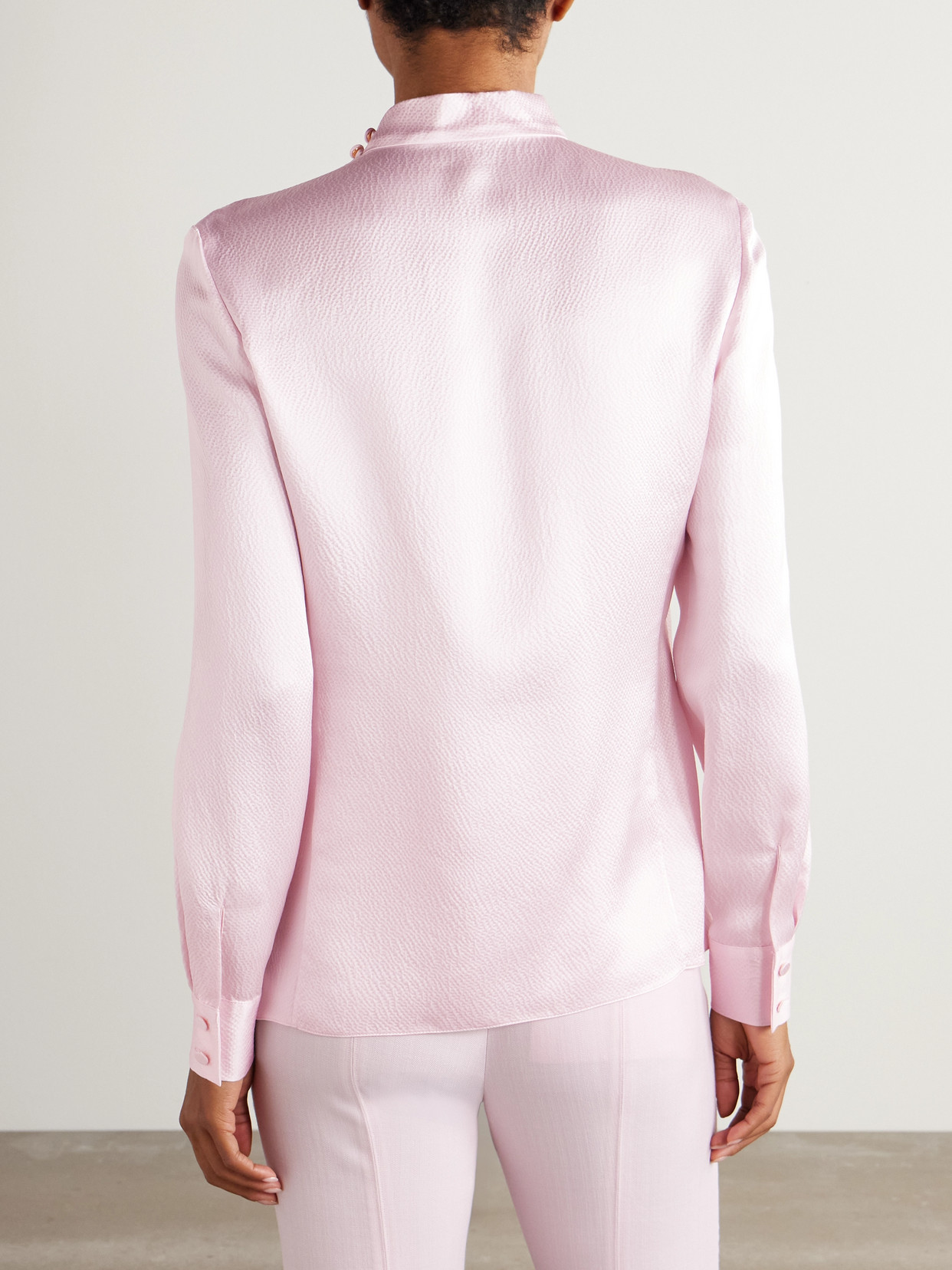 Gabriela Hearst Marcela Draped Hammered-silk Blouse In Pink