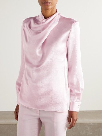 Gabriela Hearst Marcela draped hammered-silk blouse