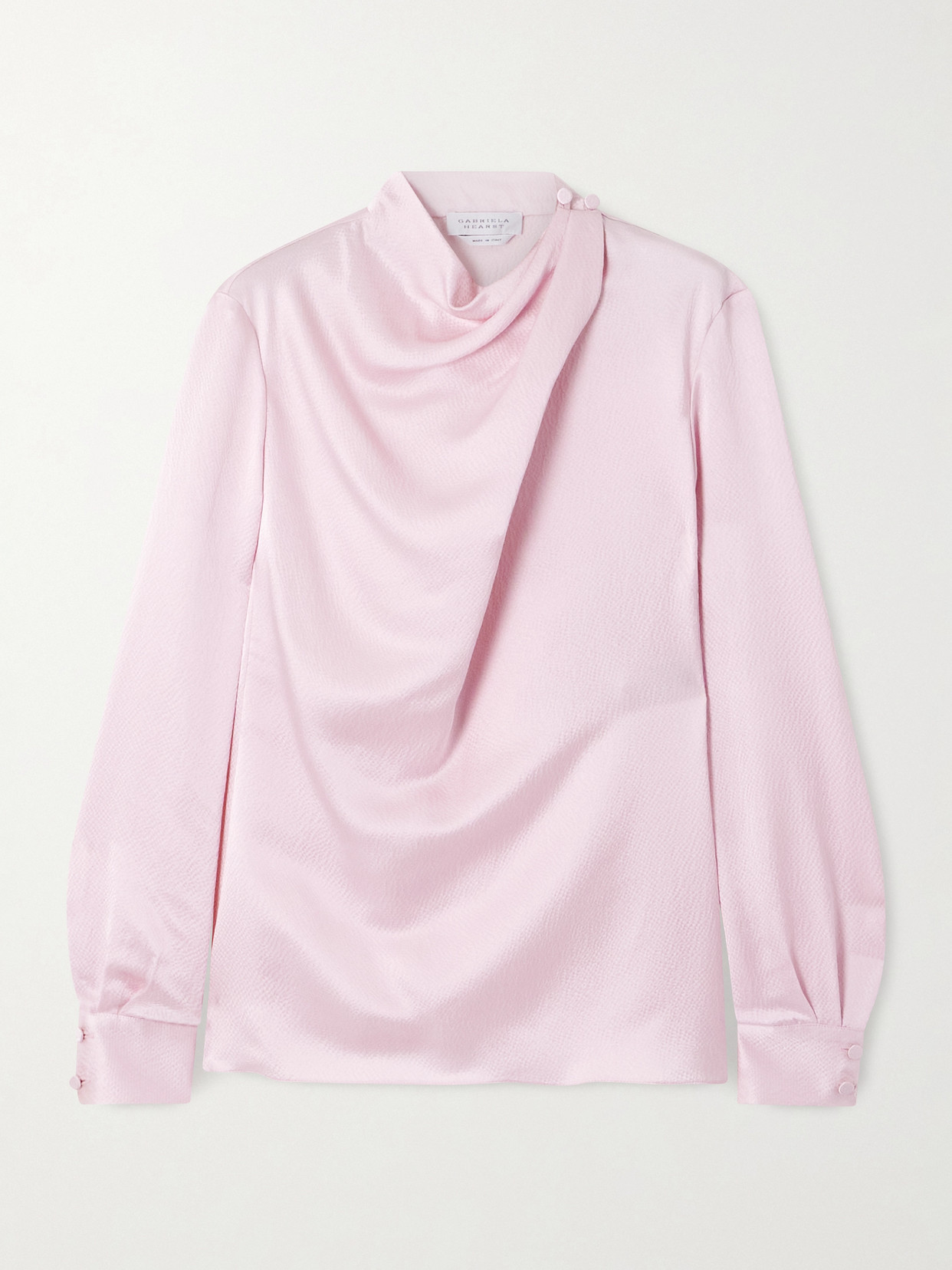 Gabriela Hearst Marcela Draped Hammered-silk Blouse In Pink