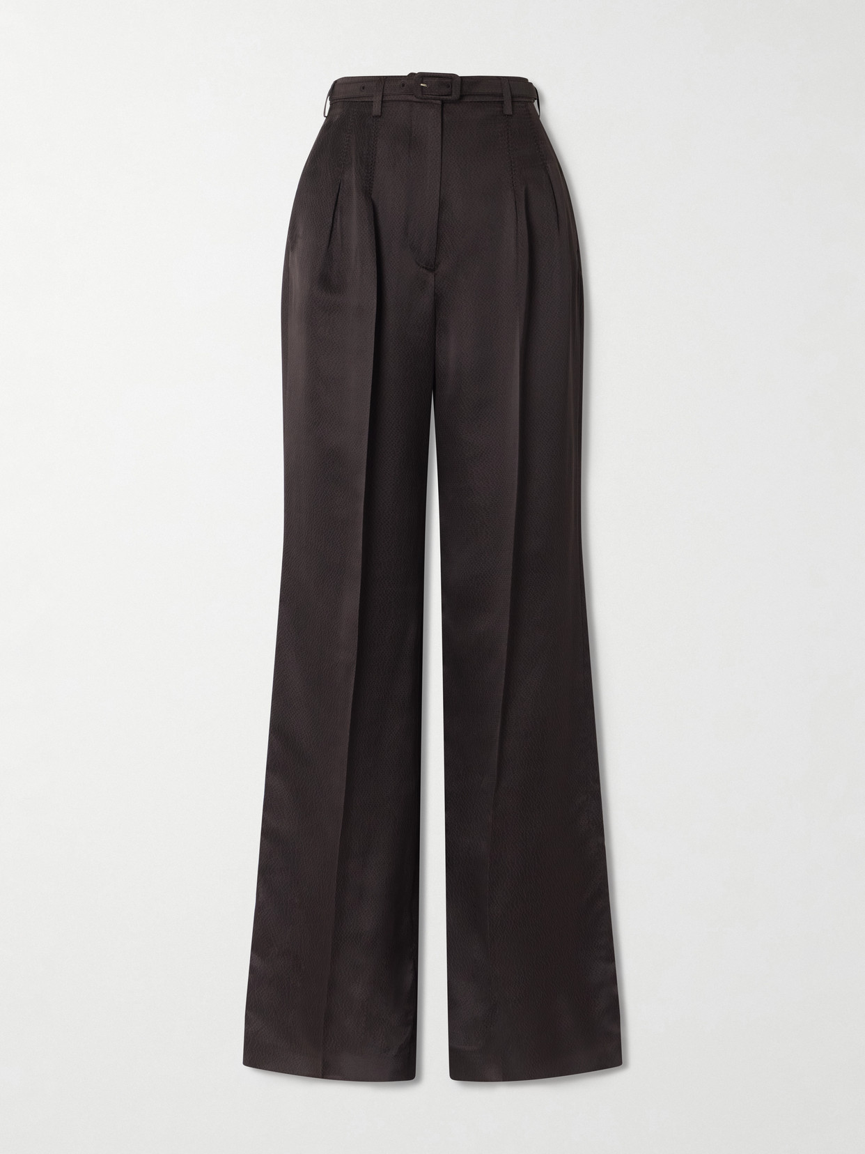 Gabriela Hearst Vargas Belted Silk Straight-leg Pants In Brown