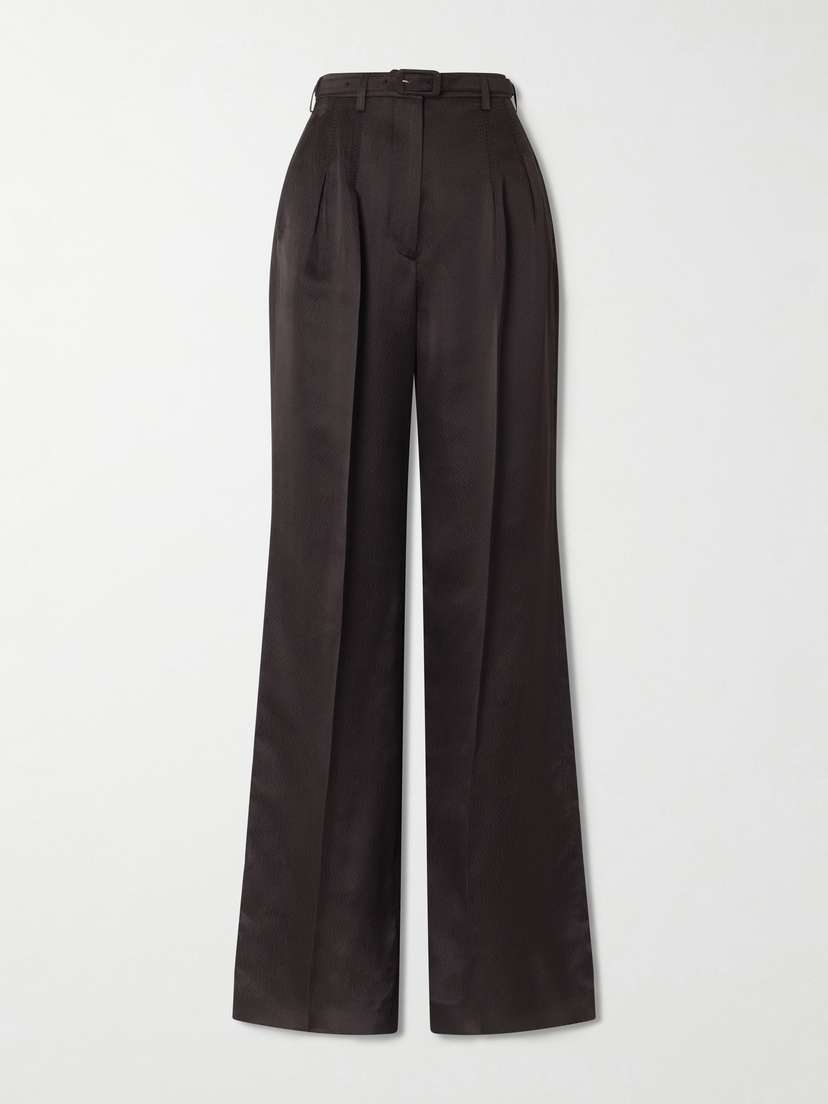 Gabriela Hearst Vargas Belted Silk Straight-leg Pants