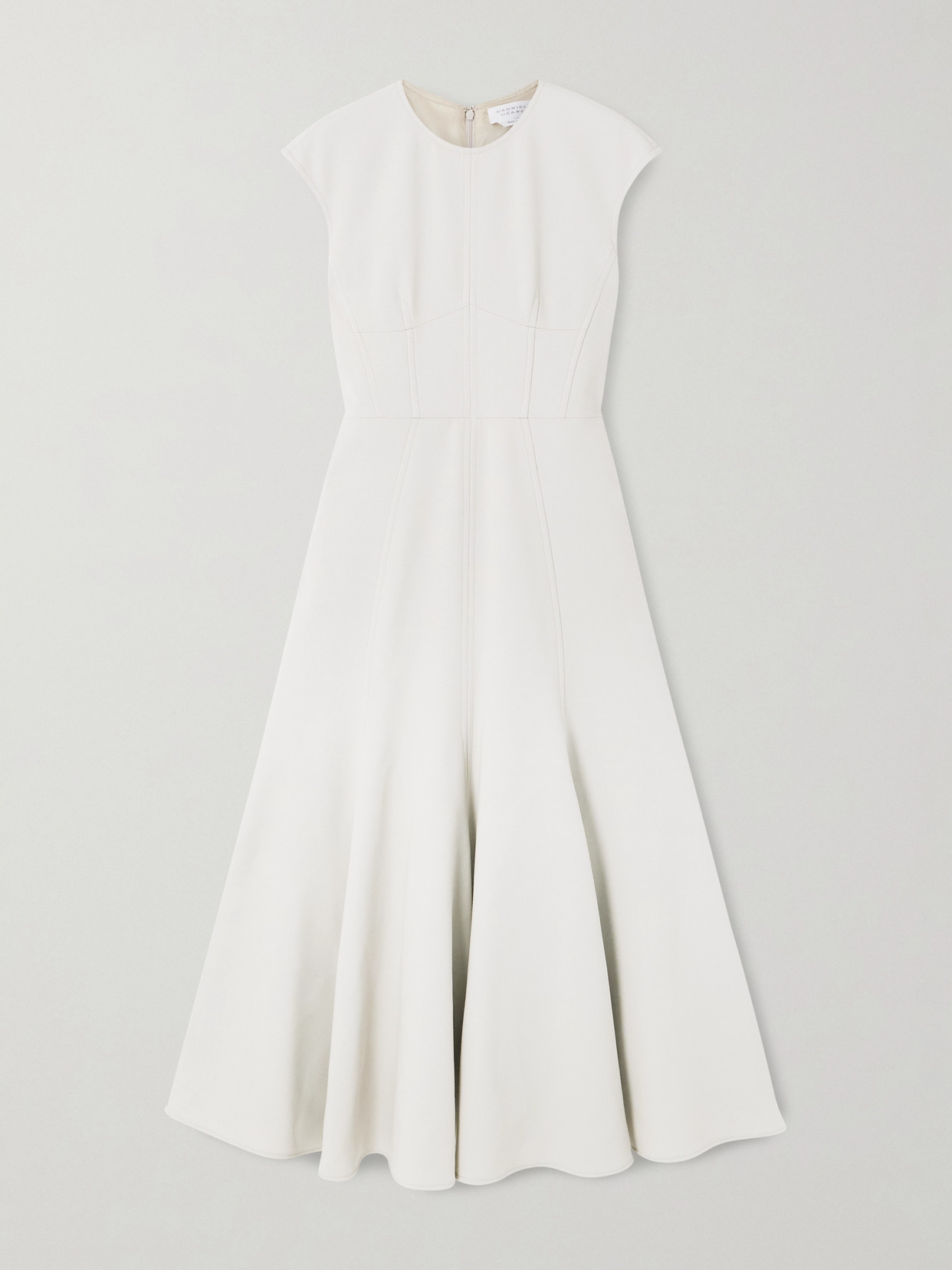 Gabriela Hearst Crowther Pleated Wool Midi Dress In White