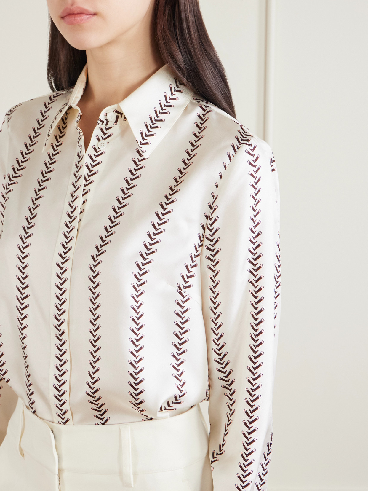 Cruz Printed Silk-Satin Shirt