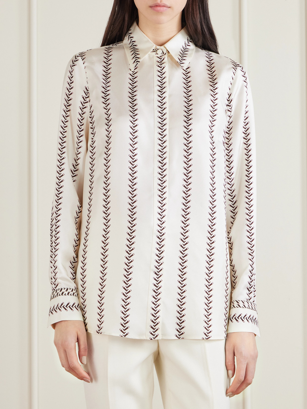 Cruz Printed Silk-Satin Shirt