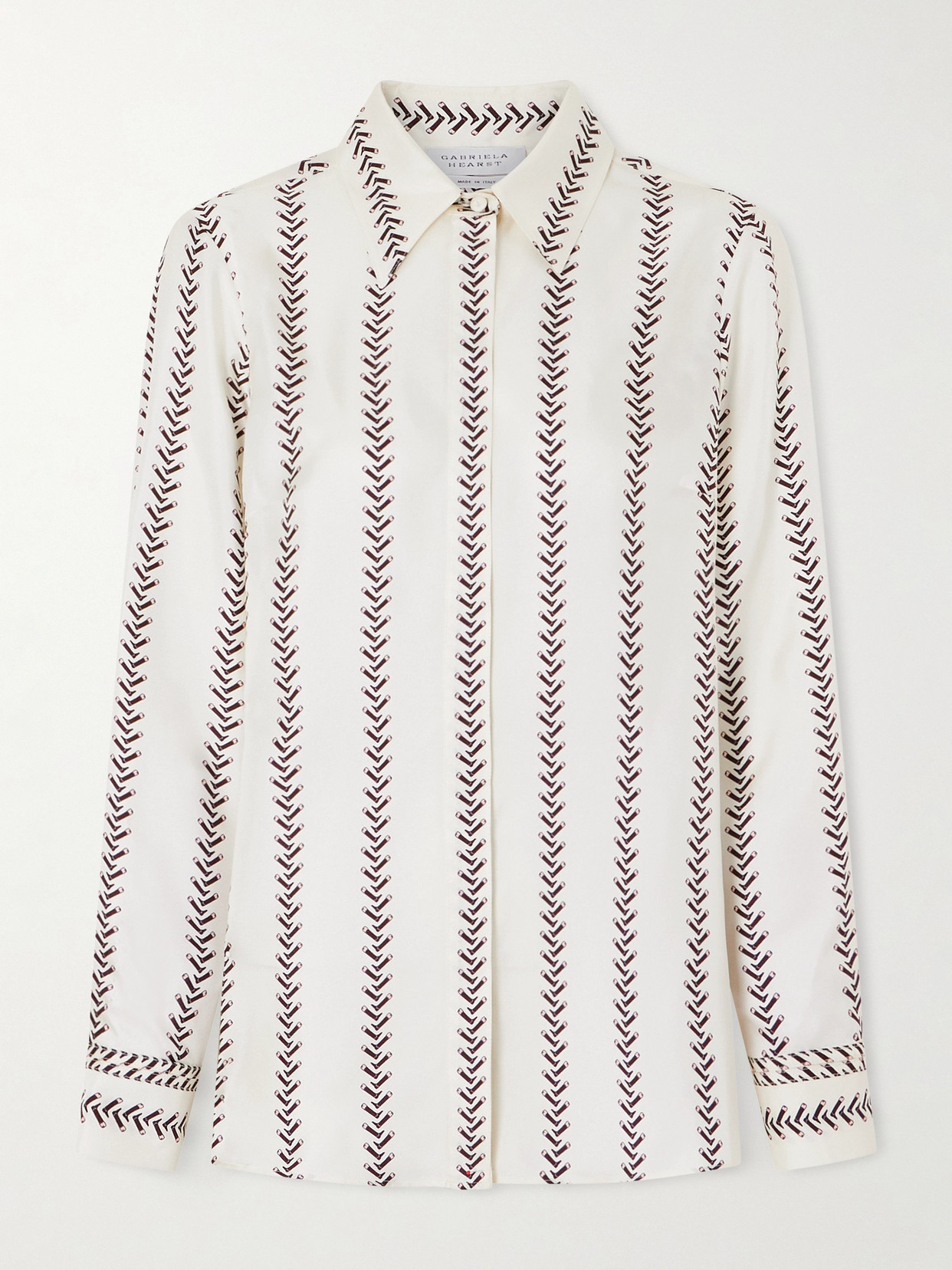 Gabriela Hearst Cruz Printed Silk-satin Shirt In White