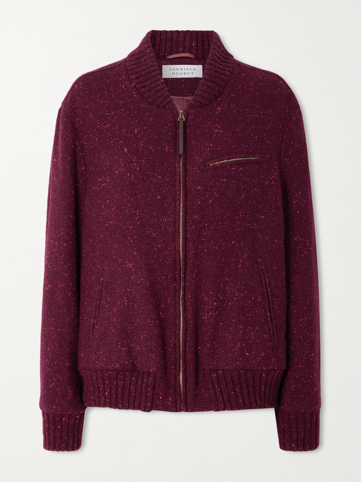 Gabriela Hearst Winslow Cashmere Bomber Jacket In Burgundy