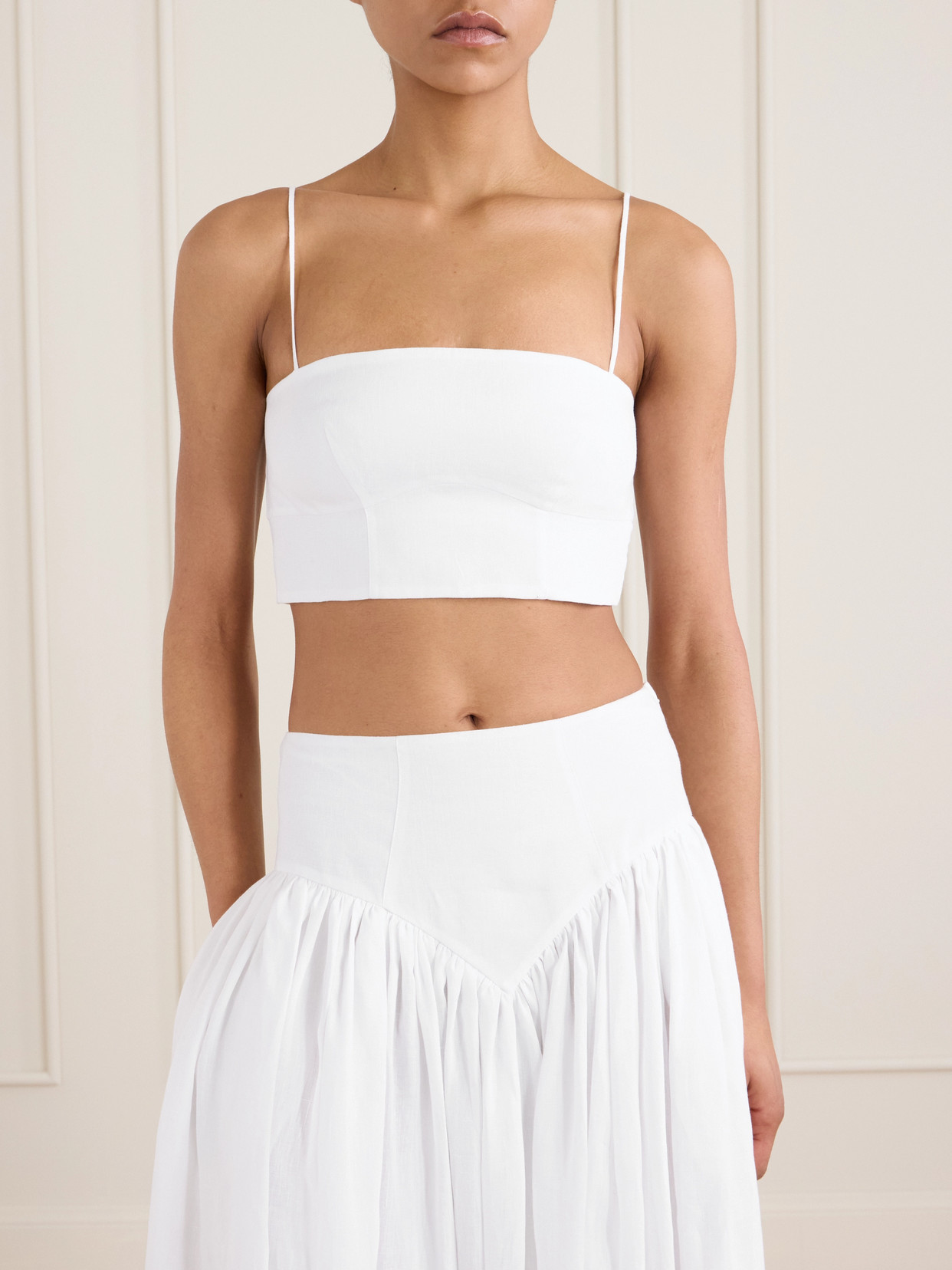 Gabriela Hearst Blazie Cropped Linen Top In Animal Print