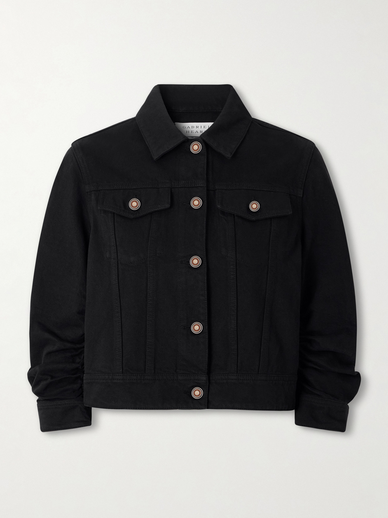 Gabriela Hearst Adira Cropped Ruched Recycled-denim Jacket In Black