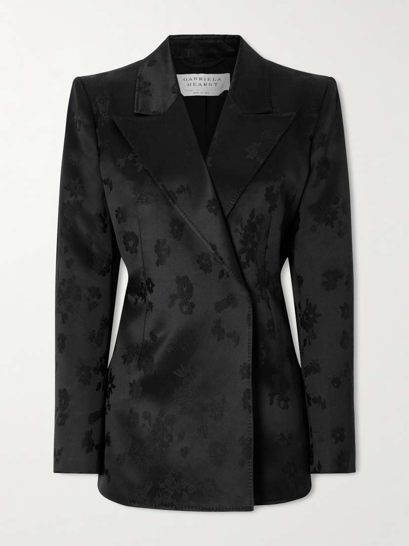 Gabriela Hearst Aleah Double-breasted Floral-jacquard Silk-satin Blazer