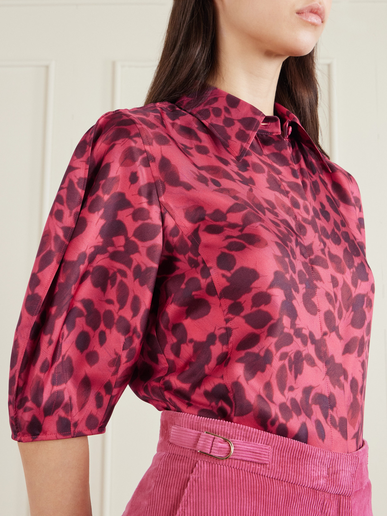 Gabriela Hearst Sansi Printed Silk-twill Shirt In Pink
