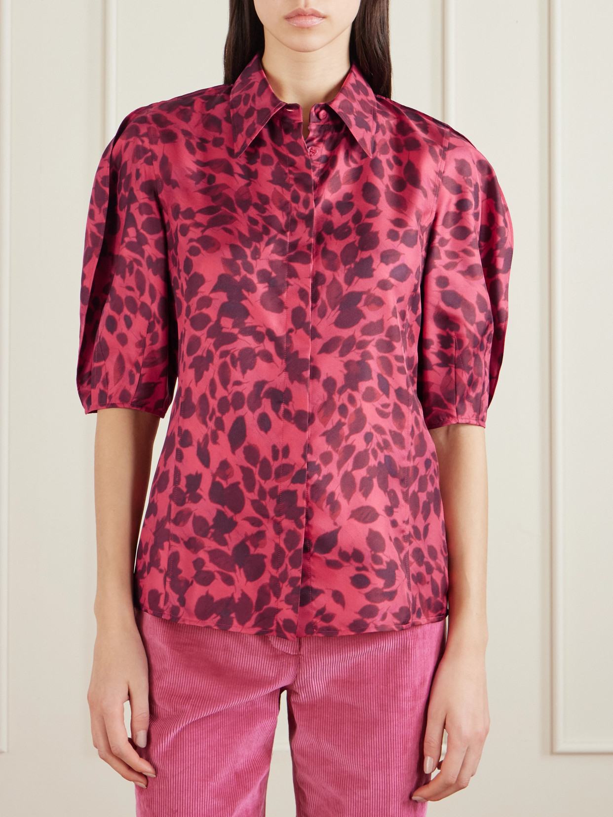 Gabriela Hearst Sansi Printed Silk-twill Shirt In Pink