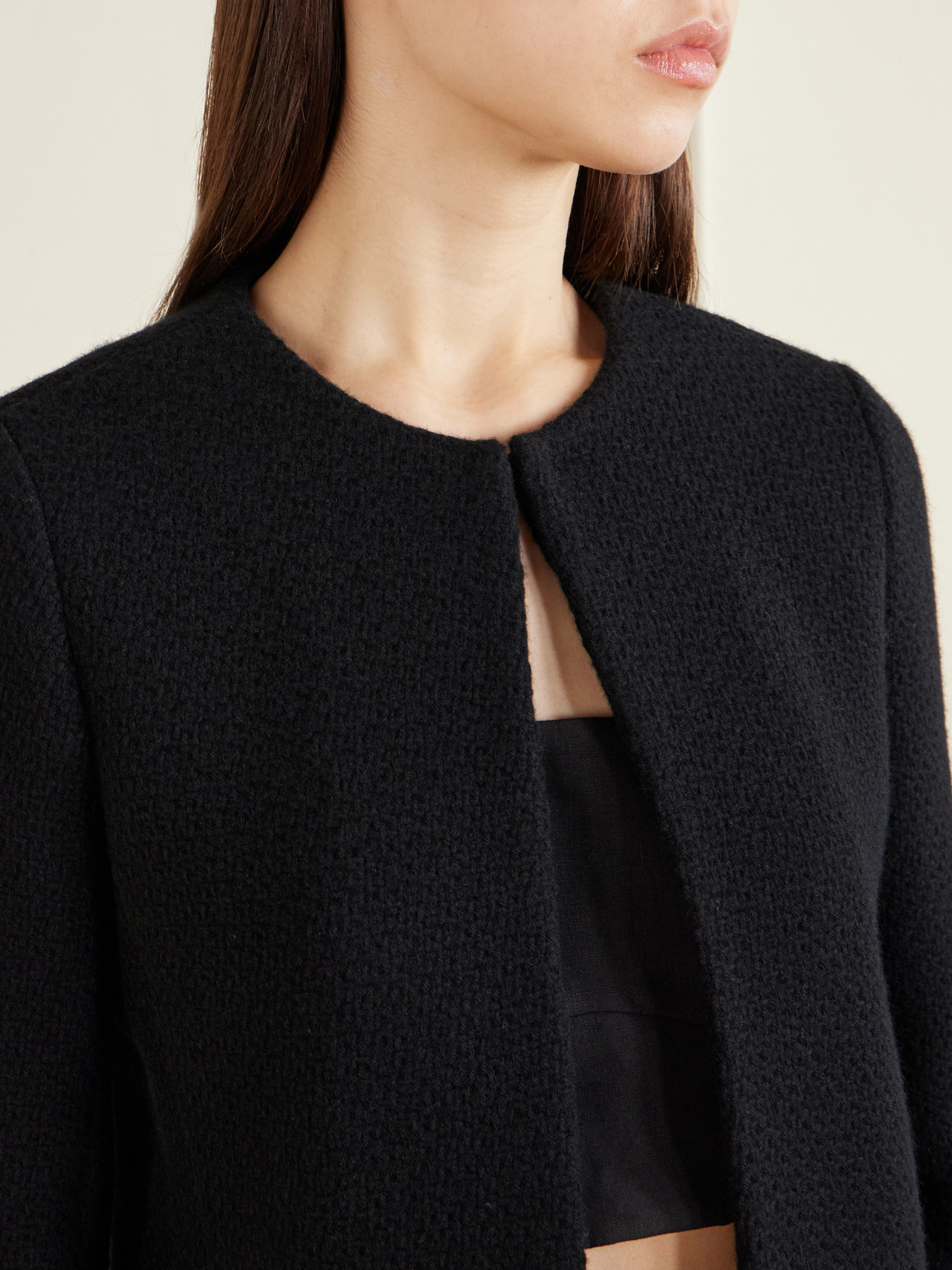 Gabriela Hearst Normand Frayed Wool And Cashmere-blend Jacket In Black