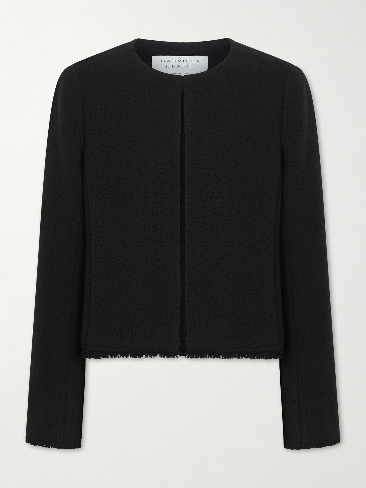 Gabriela Hearst Normand Frayed Wool And Cashmere-blend Jacket In Black