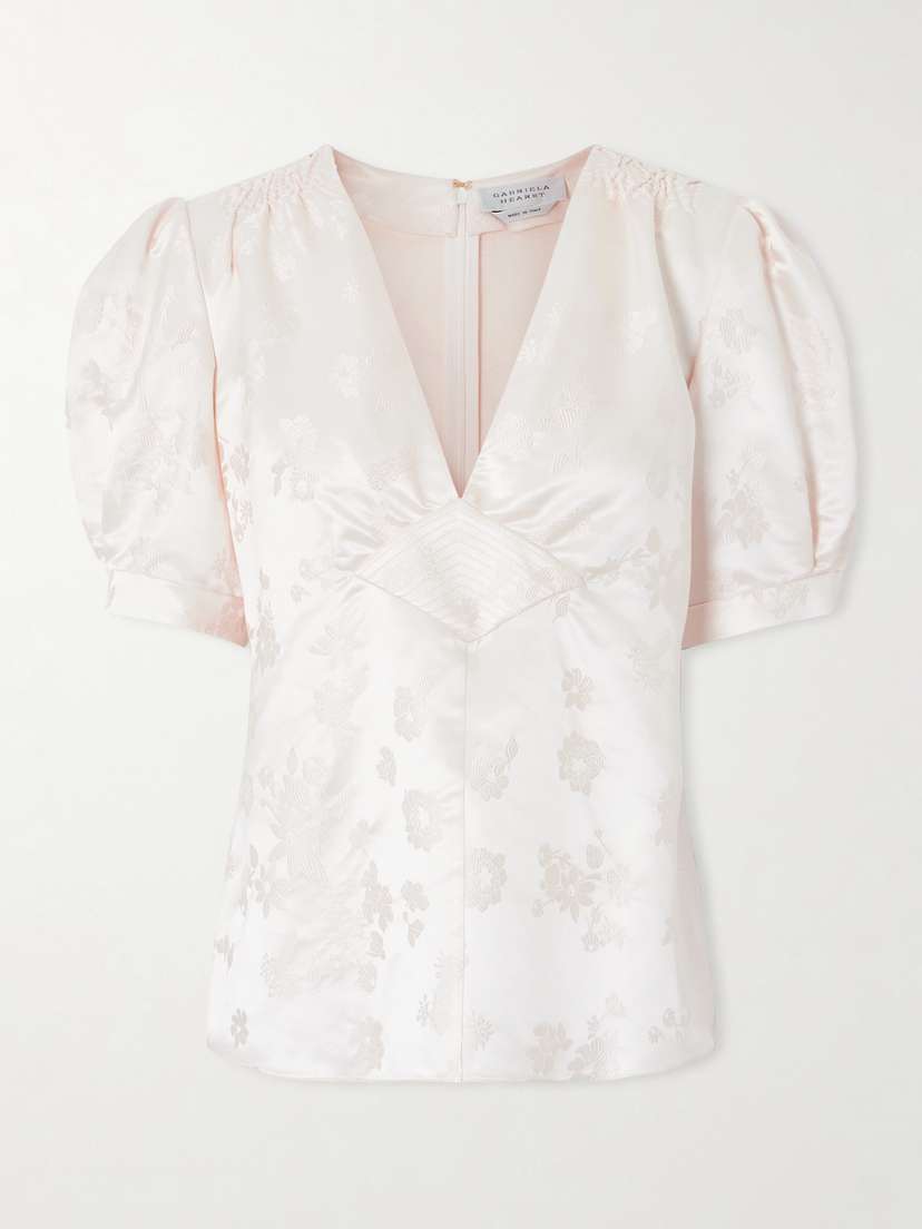 Gabriela Hearst Oberon Floral-jacquard Silk-twill Blouse