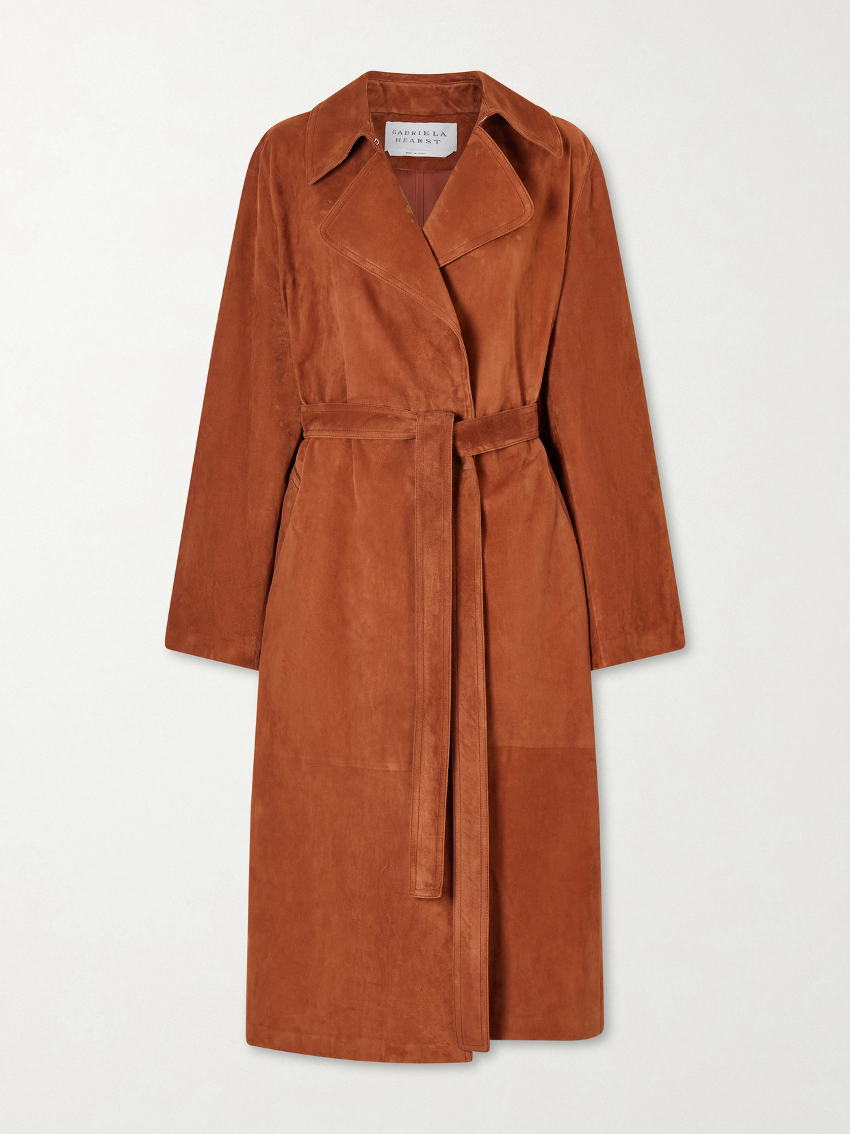 Gabriela Hearst Lyra Belted Suede Coat In White