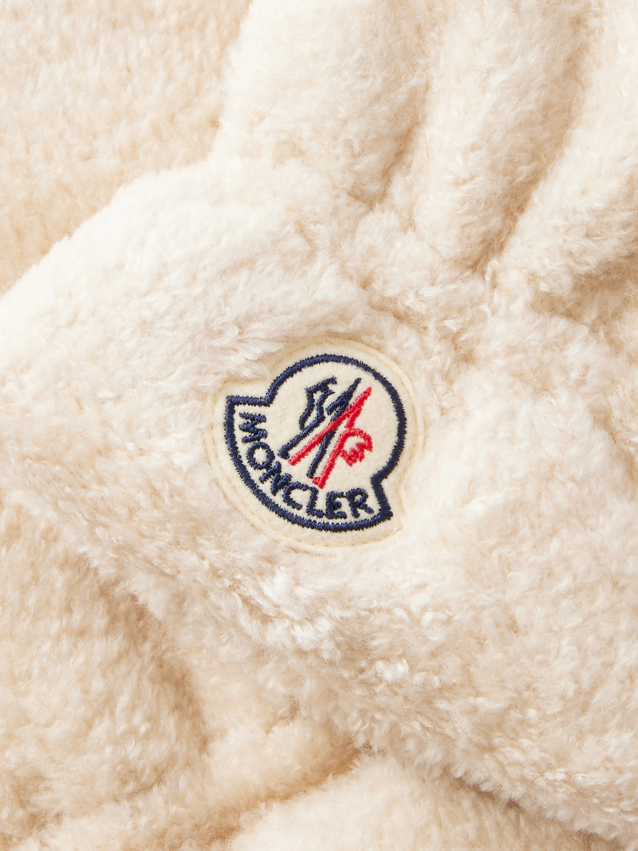 Moncler Embroidered Fleece Gloves In Neutral