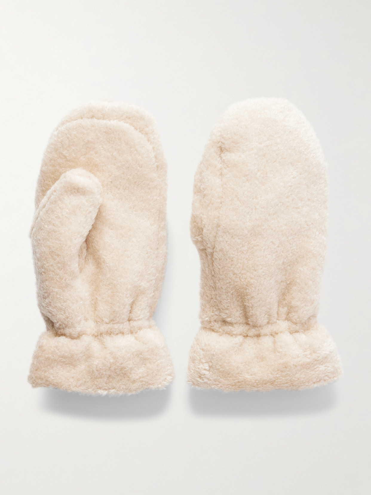 Moncler Embroidered Fleece Gloves In Neutral