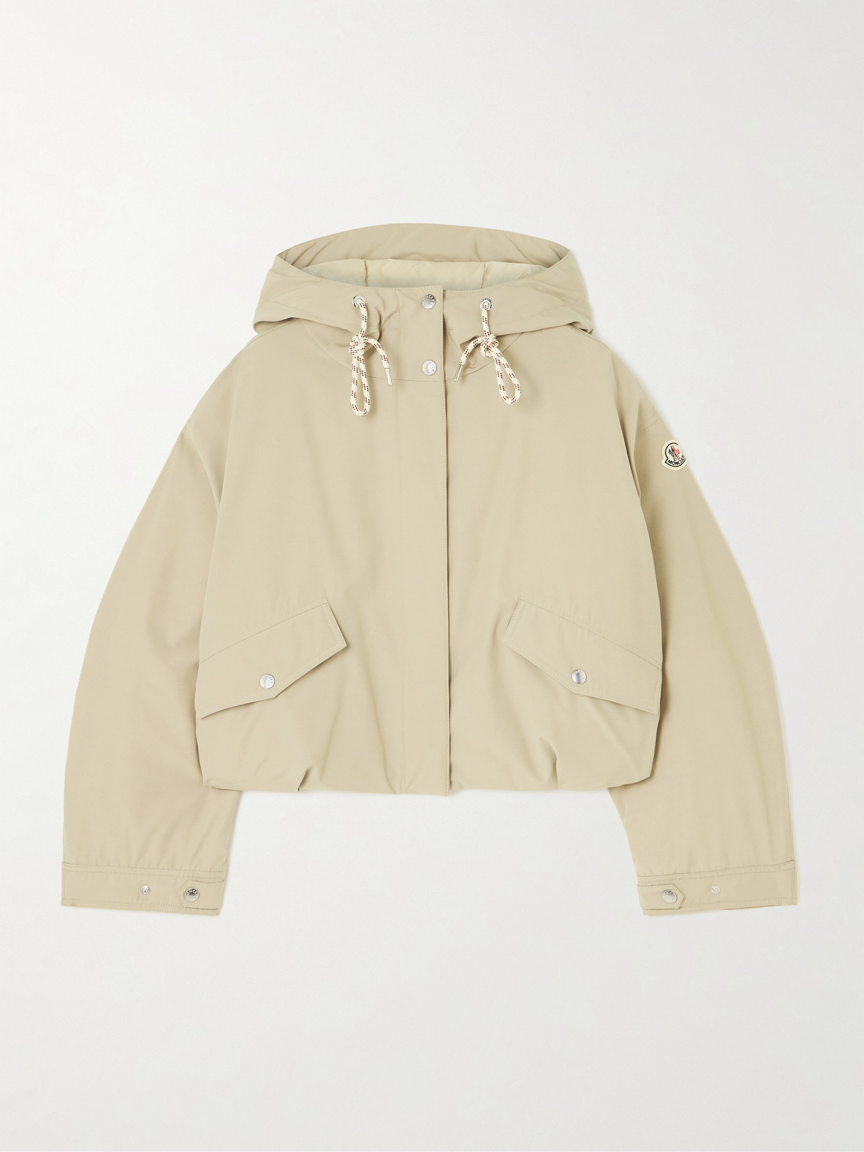 Moncler Eucalyptus Hooded Jacket Drawstring Front Pockets In Neutral