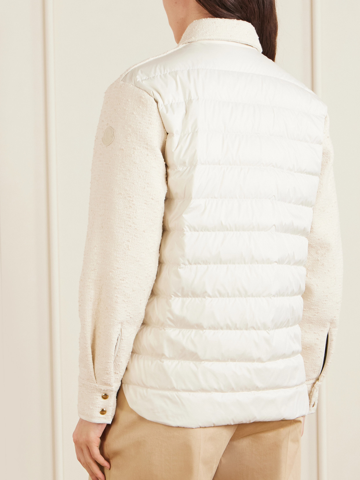 Appliquéd Quilted Shell And Tweed Down Jacket