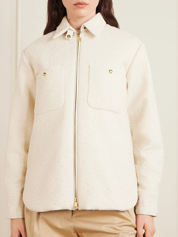 Moncler Appliquéd quilted shell and tweed down jacket