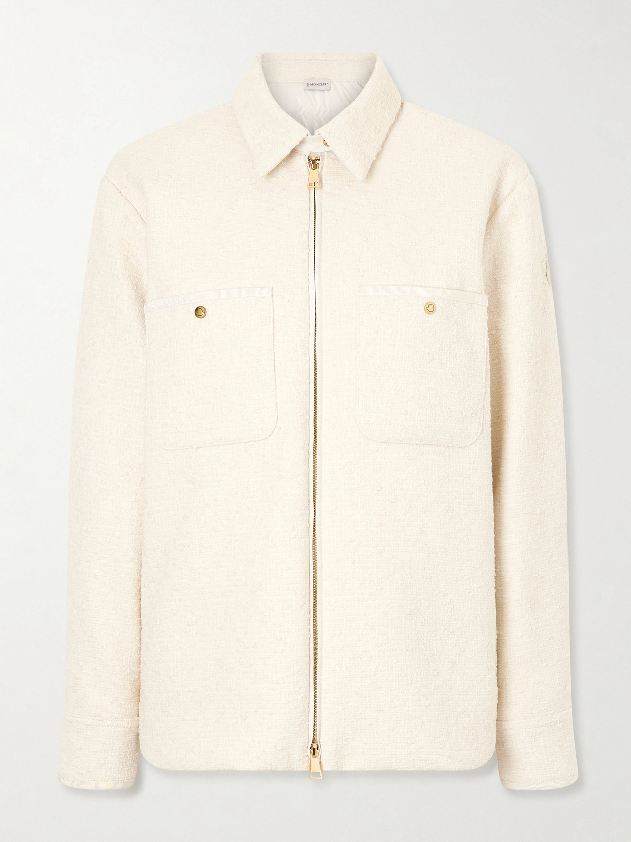 Moncler Appliquéd Quilted Shell And Tweed Down Jacket In Neutral