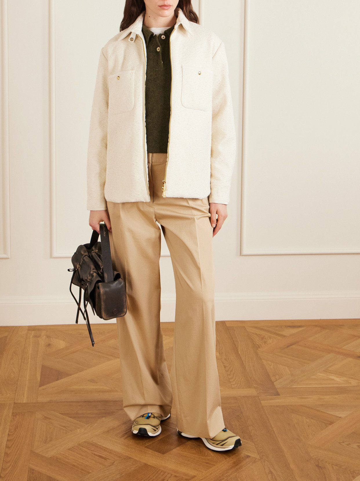 Appliquéd Quilted Shell And Tweed Down Jacket