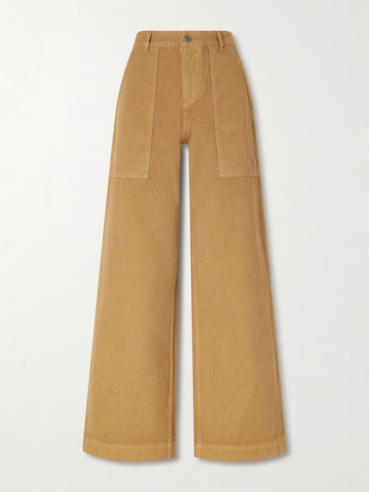 Moncler Wide-leg Cotton-canvas Trousers In Brown