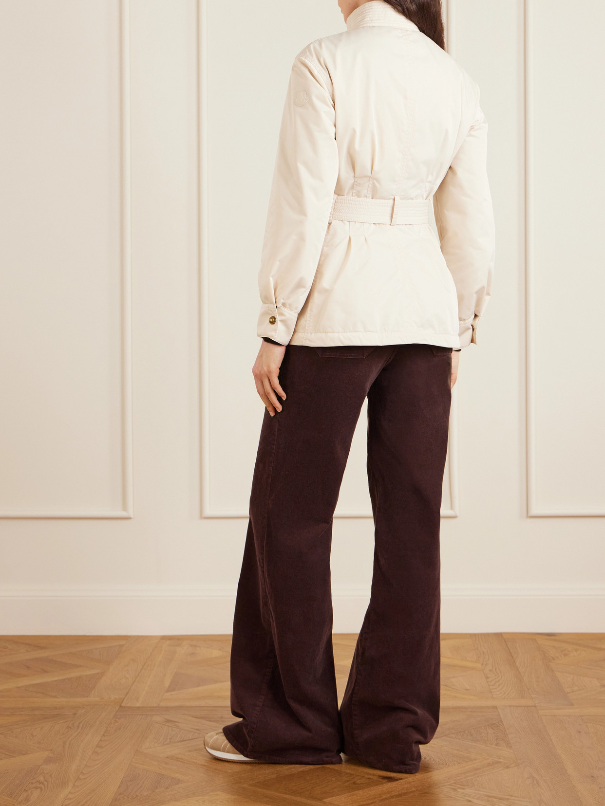 Moncler Maitake Leather-trimmed Jacket In Neutral