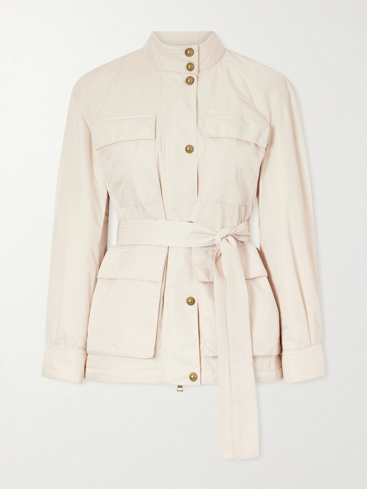 Moncler Maitake Leather-trimmed Jacket In Neutral