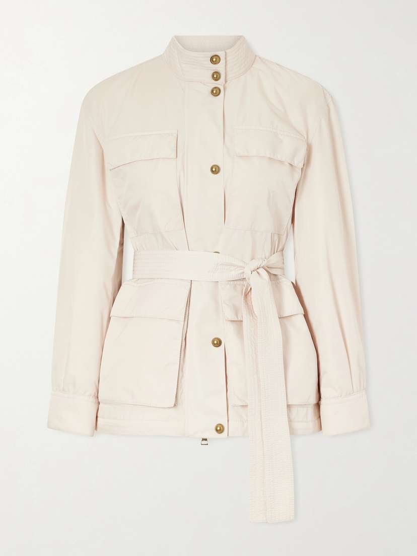 Moncler Maitake Appliquéd Belted Gabardine Jacket