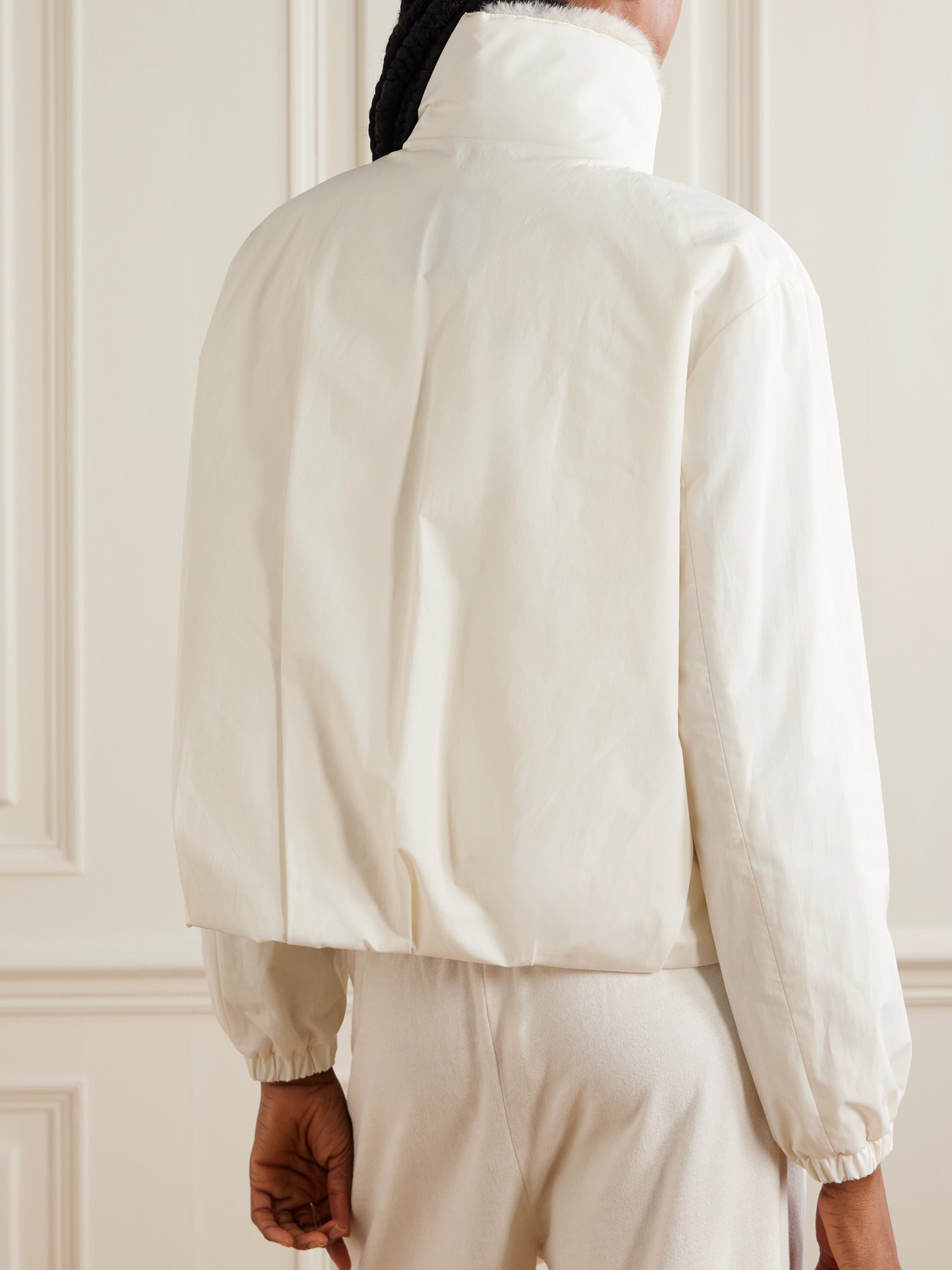 Pervenche Convertible Plush-Trimmed Shell Down Jacket