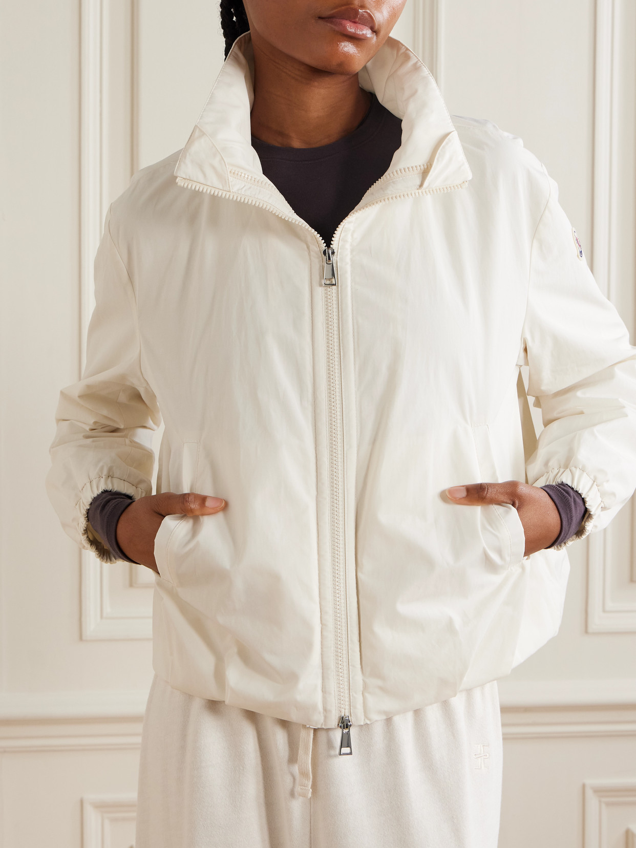 Pervenche Convertible Plush-Trimmed Shell Down Jacket