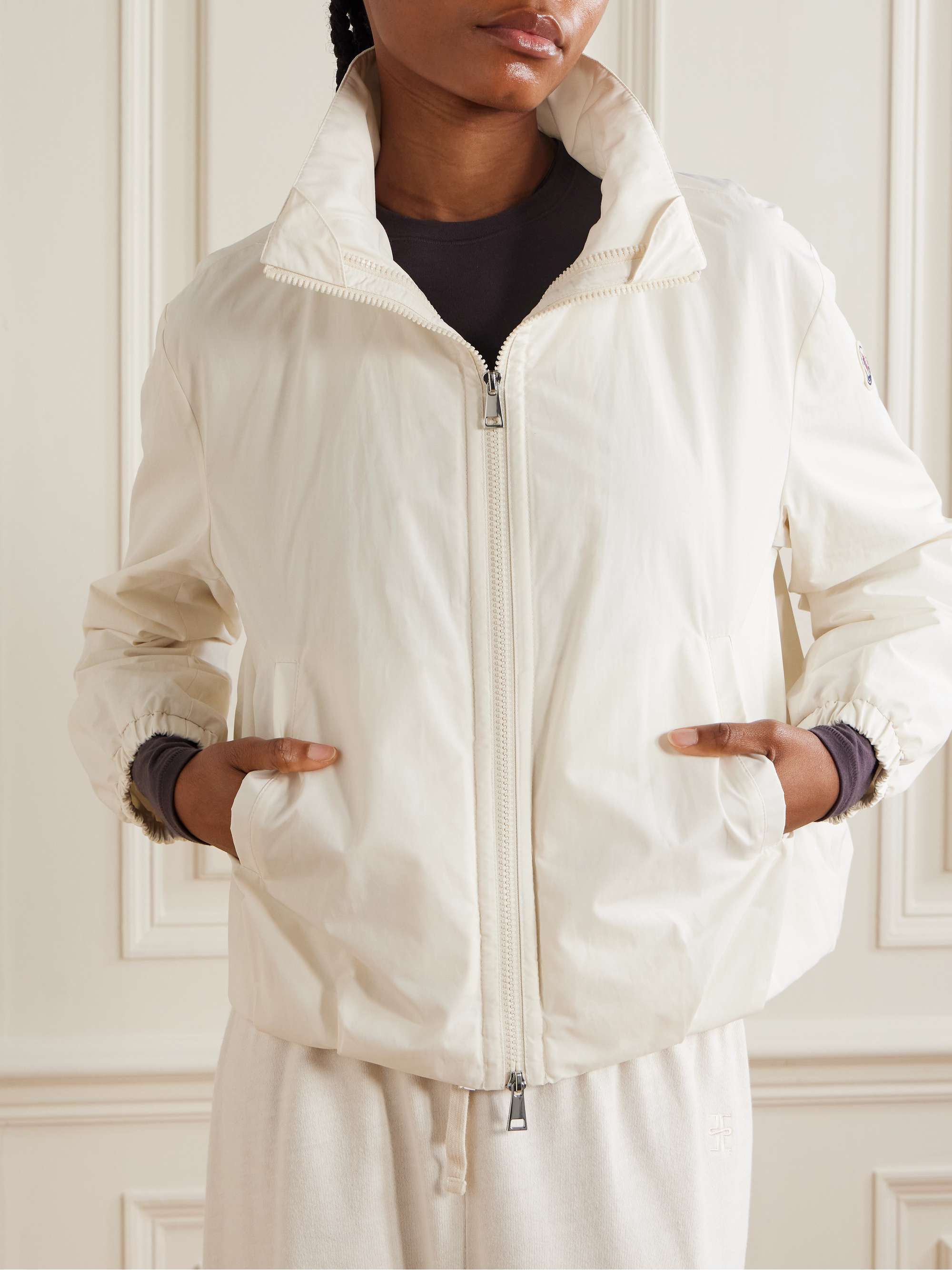 MONCLER Pervenche convertible plush-trimmed shell down jacket