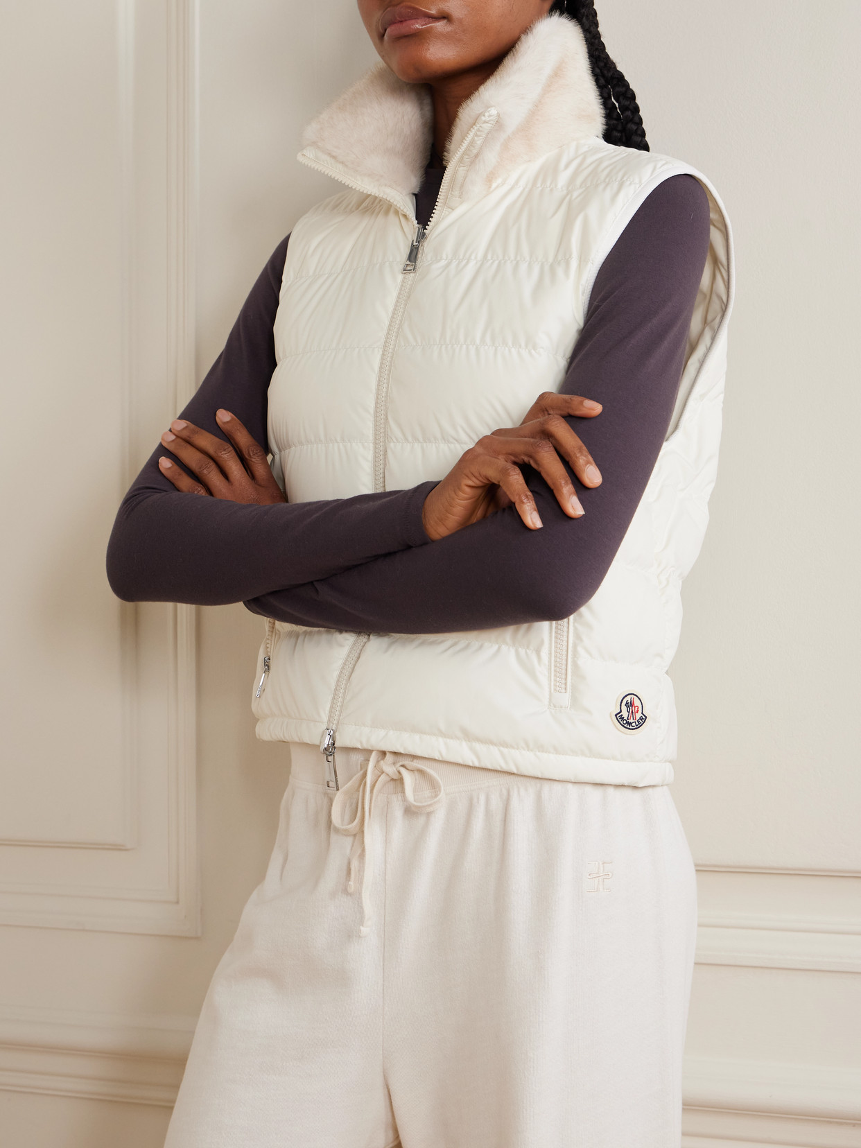 Pervenche Convertible Plush-Trimmed Shell Down Jacket
