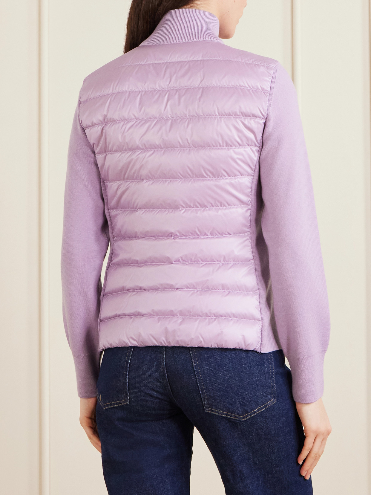 Moncler Panelled Zip-up Jacket In Purple