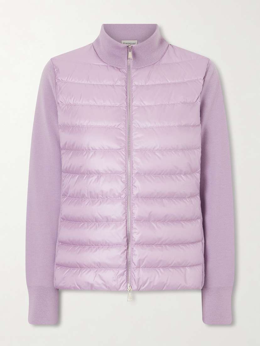 Moncler Appliquéd Wool And Quilted Shell Down Cardigan