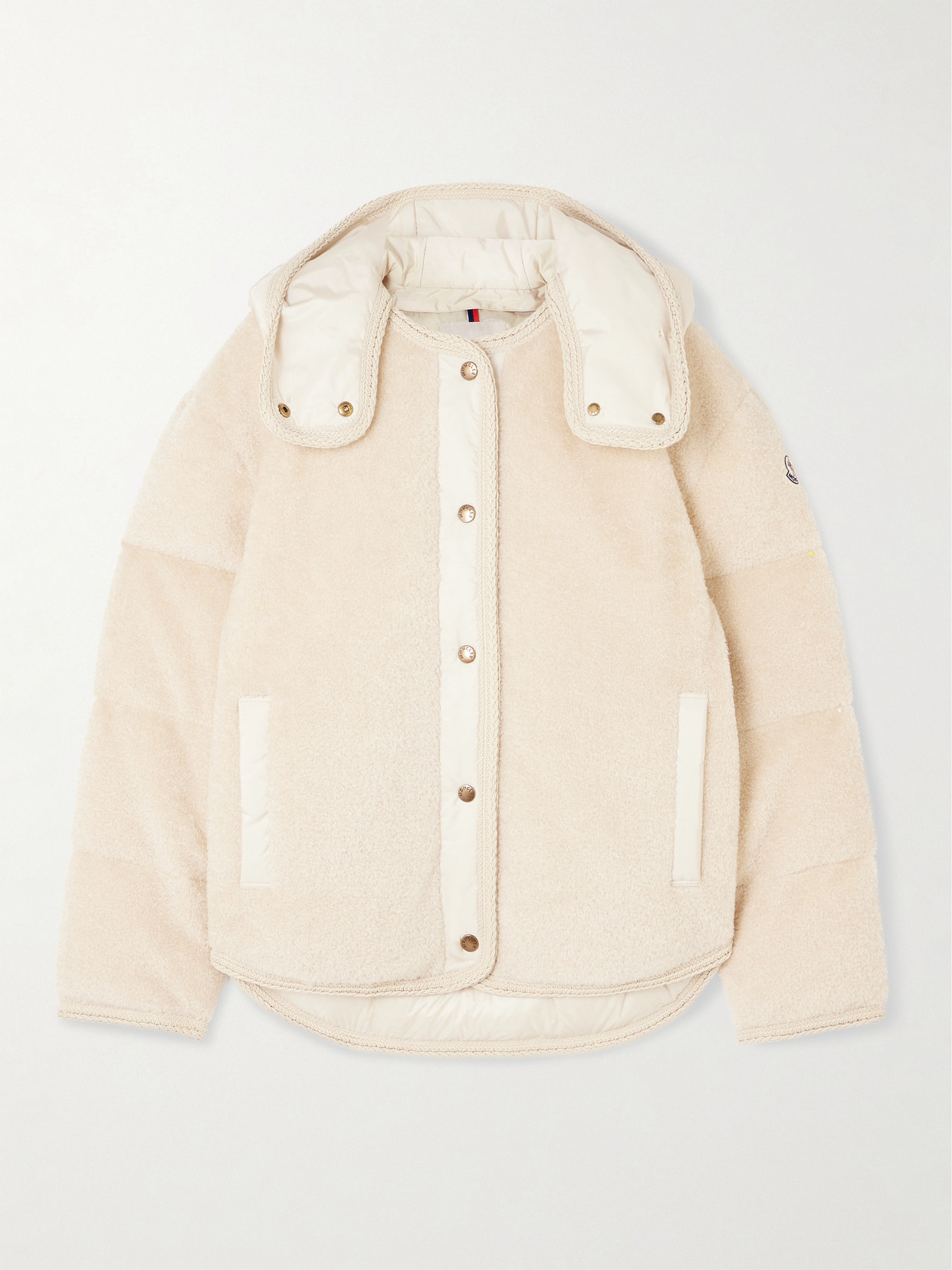 Moncler Ciboulette Hooded Shell-trimmed Plush Down Jacket In Neutral