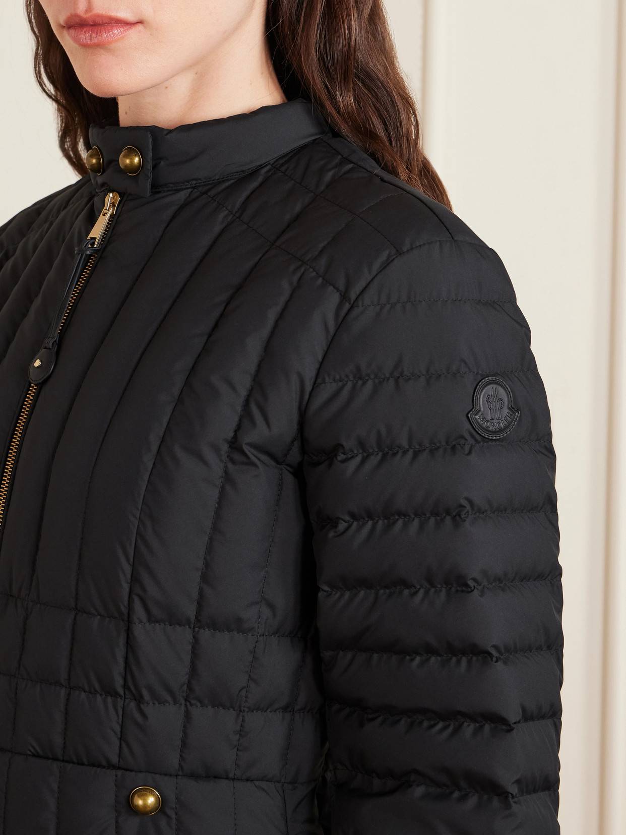 Hooded Appliquéd Padded Quilted Down Coat