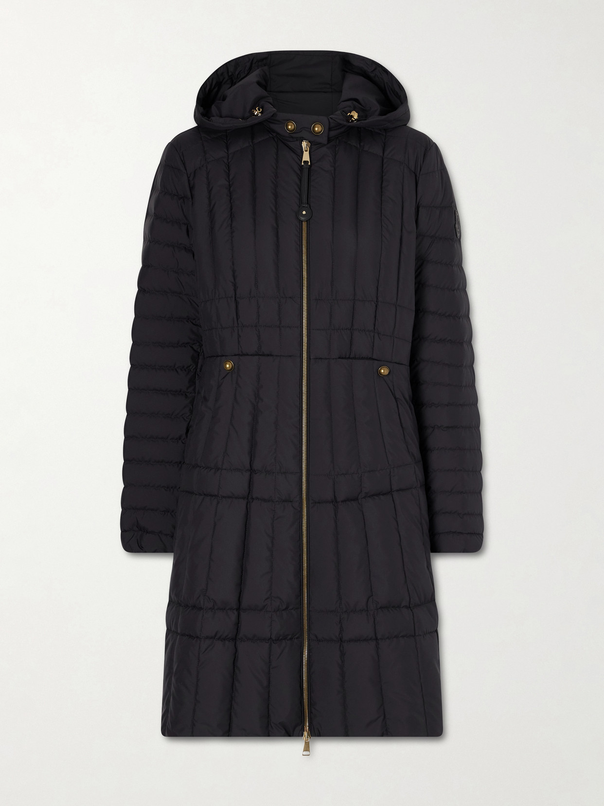 Hooded Appliquéd Padded Quilted Down Coat
