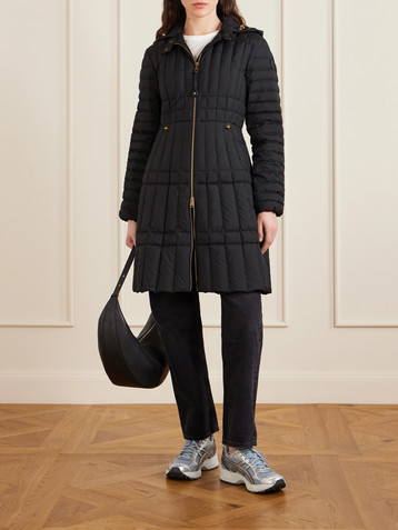 Moncler Hooded appliquéd padded quilted shell down coat