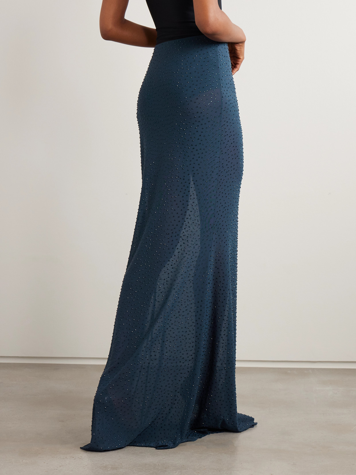 Elivera Crystal-Embellished Stretch-Tulle Maxi