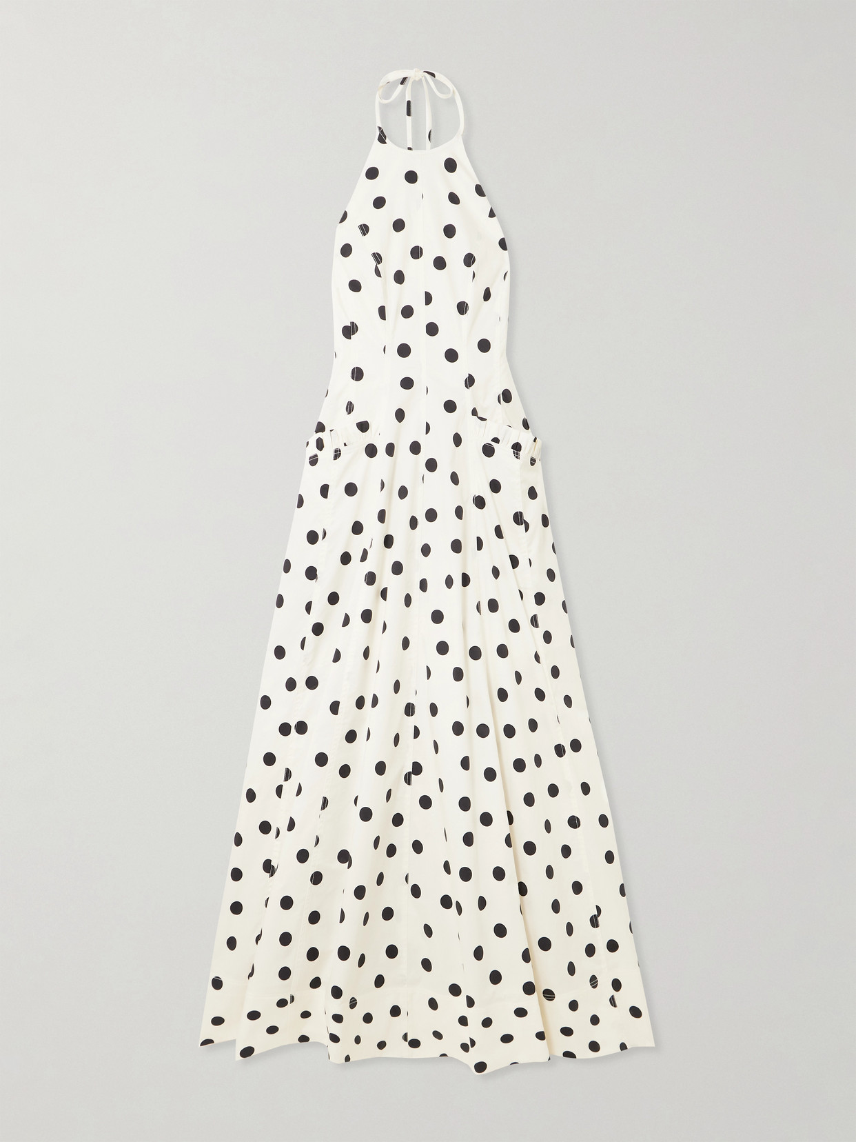 Rebecca Vallance Maisie Ruffled Polka-dot Cotton-blend Poplin Halterneck Maxi Dress In White