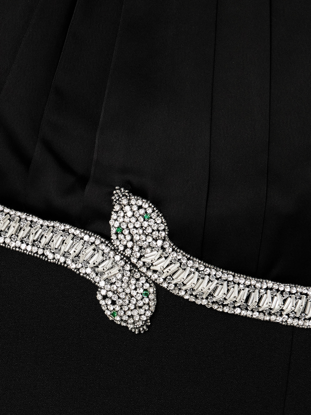 Rebecca Vallance Lilith Crystal-embellished Pleated Crepe Halterneck Gown In Black