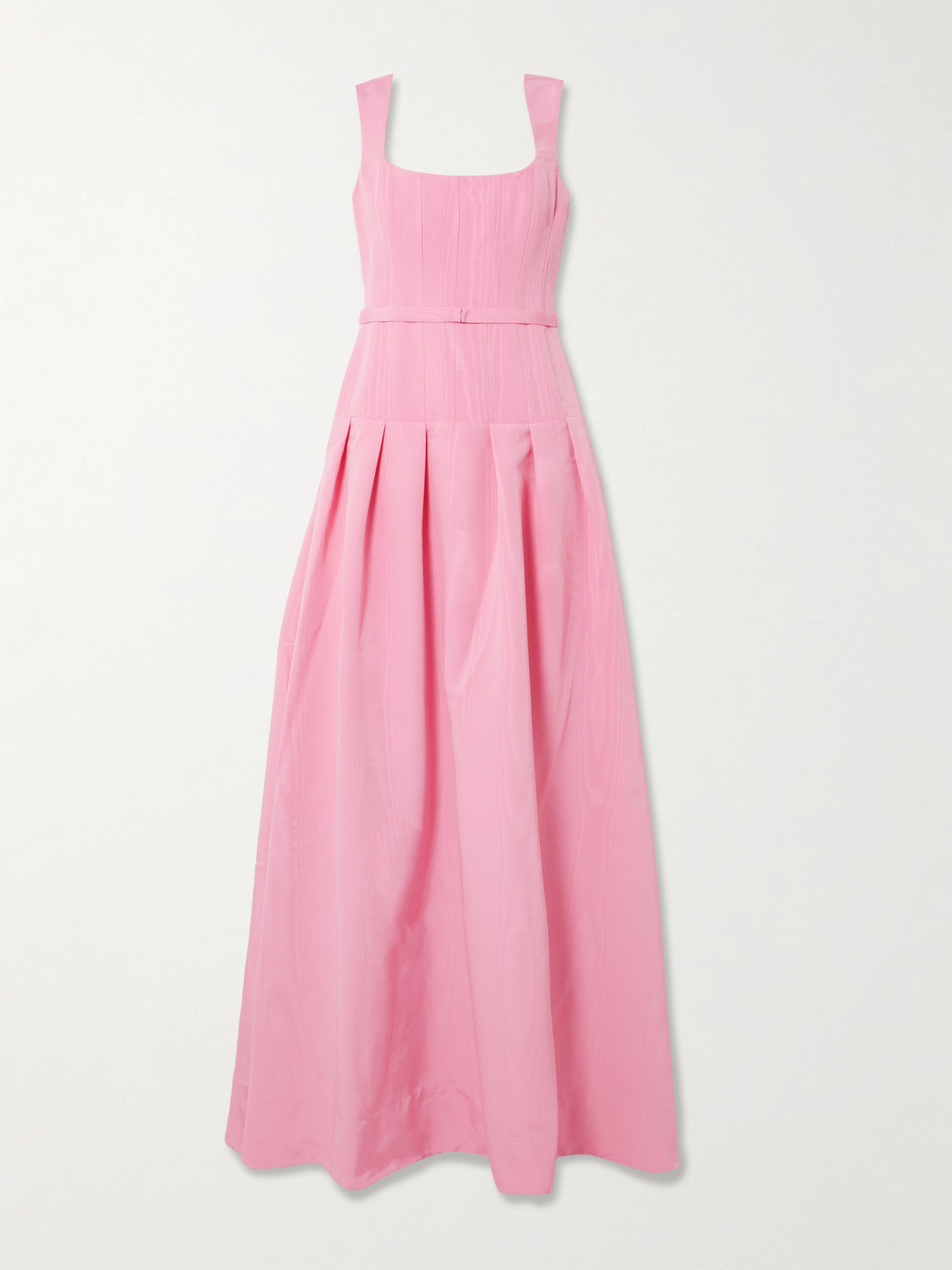 Rebecca Vallance Amaro Belted Pleated Taffeta Gown In Pink