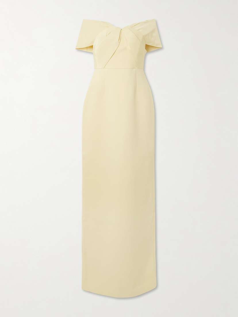 Rebecca Vallance Aubriella Off-the-shoulder Satin-trimmed Crepe Gown