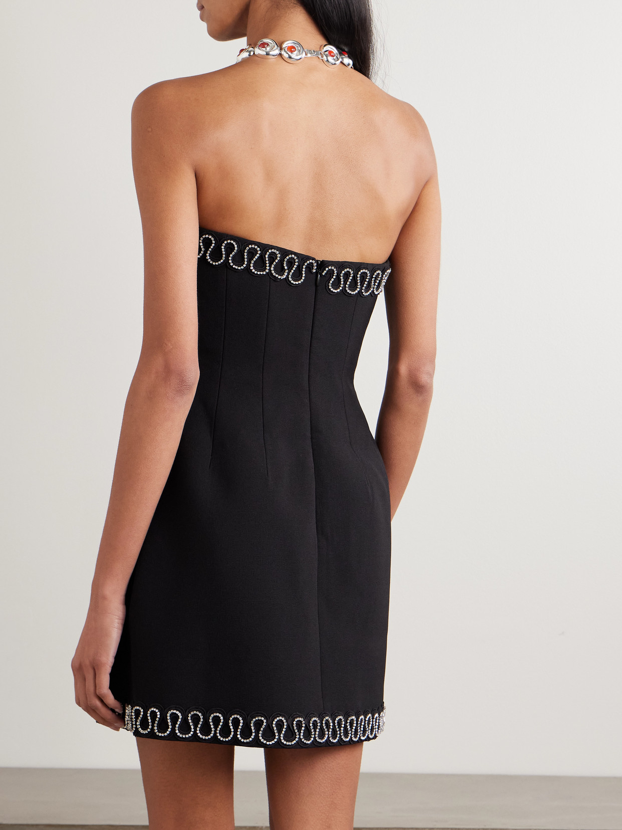 Rebecca Vallance Nyx Crystal-embellished Crepe Mini Dress In Black