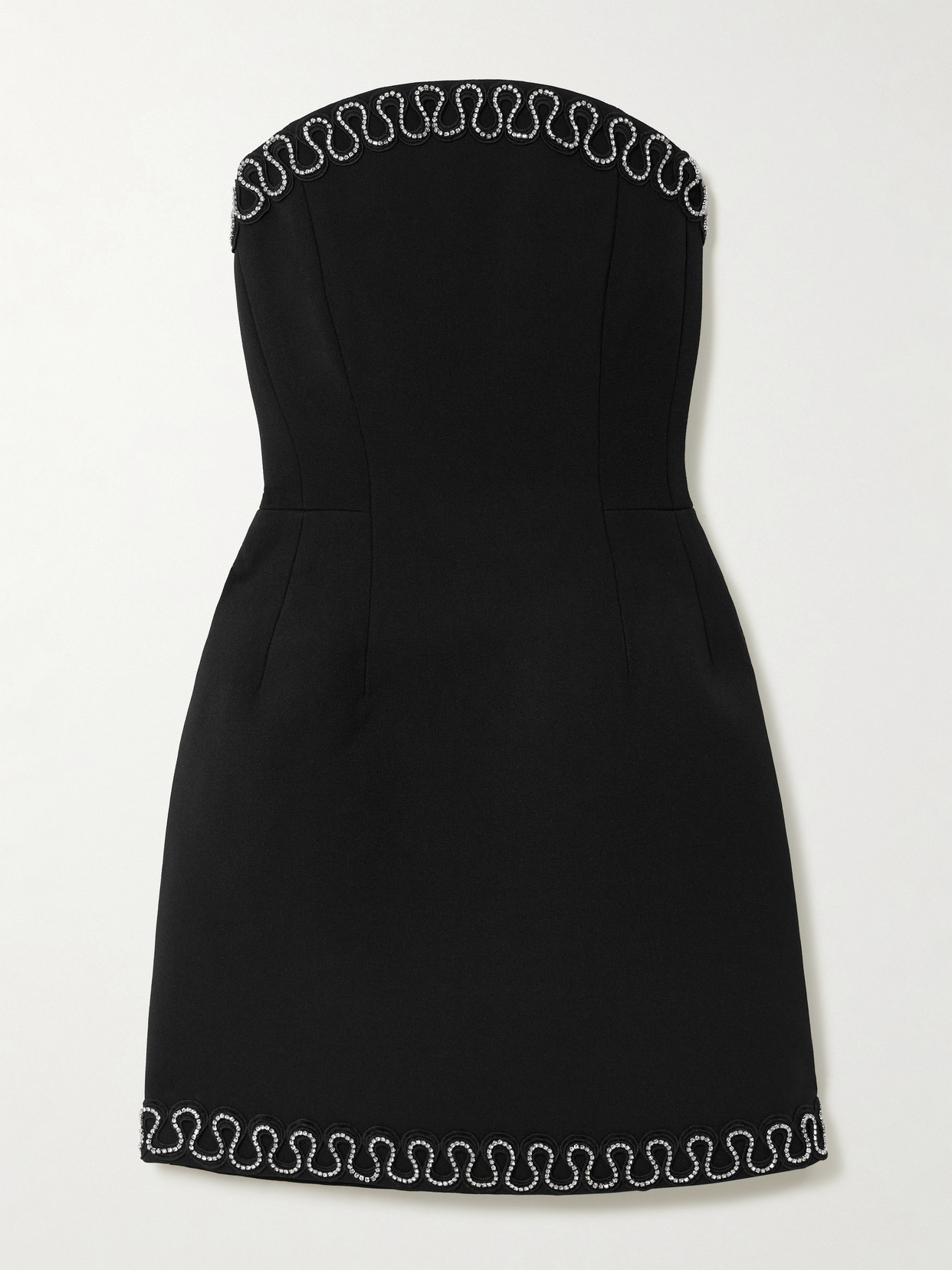 Rebecca Vallance Nyx Strapless Crystal-embellished Crepe Mini Dress In Black