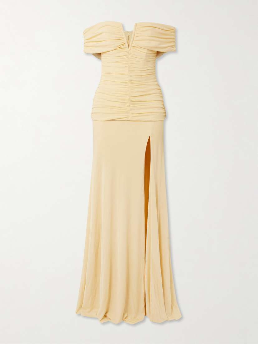 Rebecca Vallance Zaley Off-the-shoulder Ruched Jersey Gown