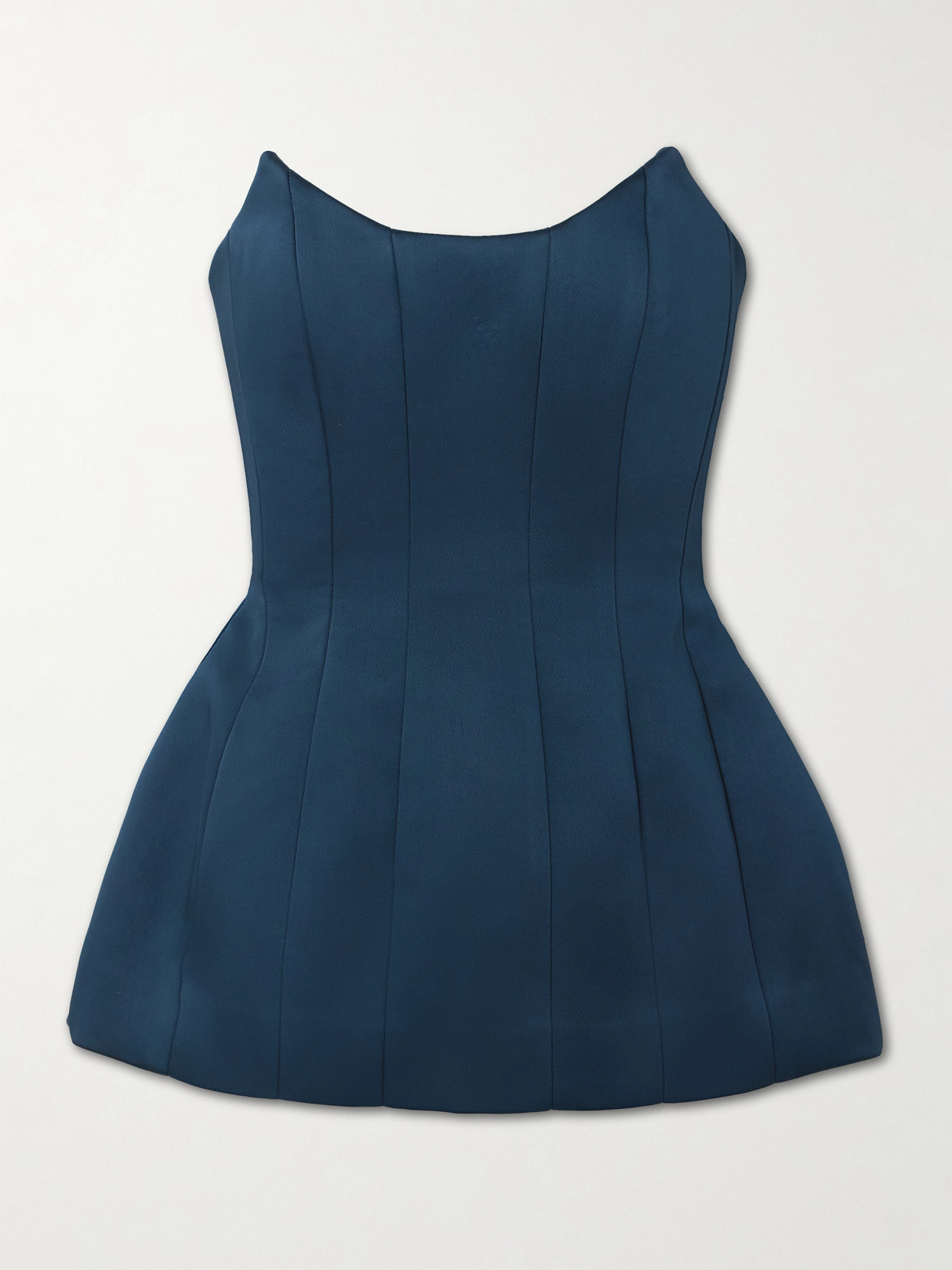 Rebecca Vallance Elivera Paneled Strapless Satin Top In Blue