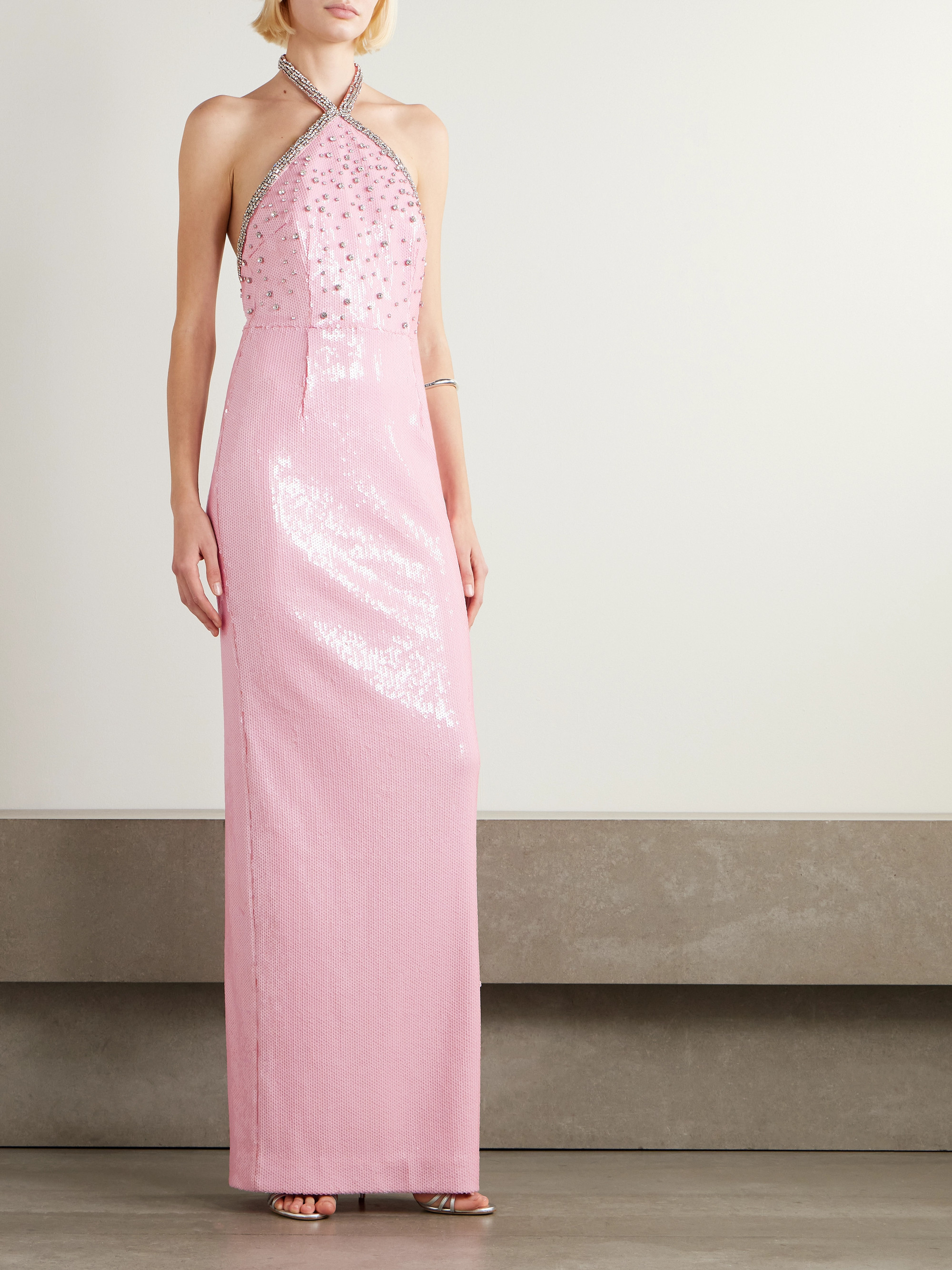 Rebecca Vallance Lydia embellished chiffon halterneck gown